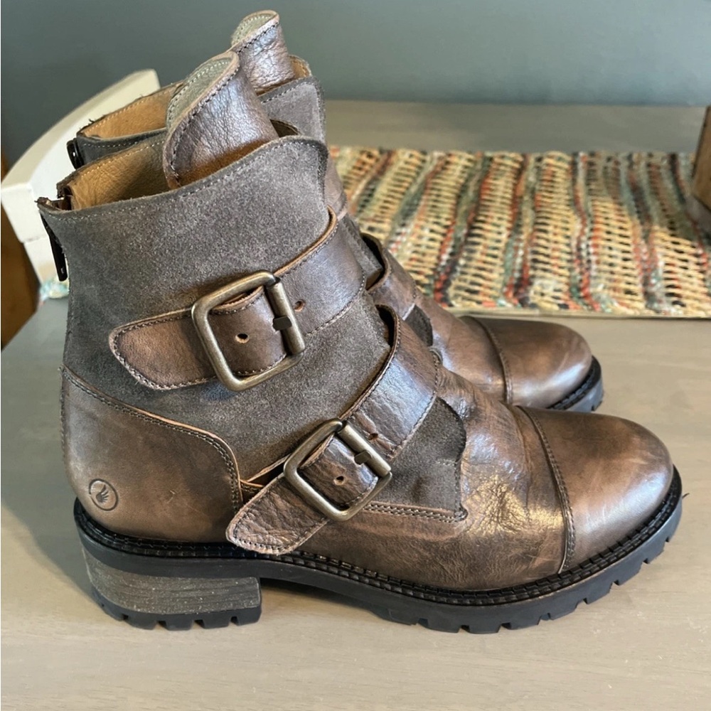 SOLD Brown Leather Ankle Boots with Buckles
